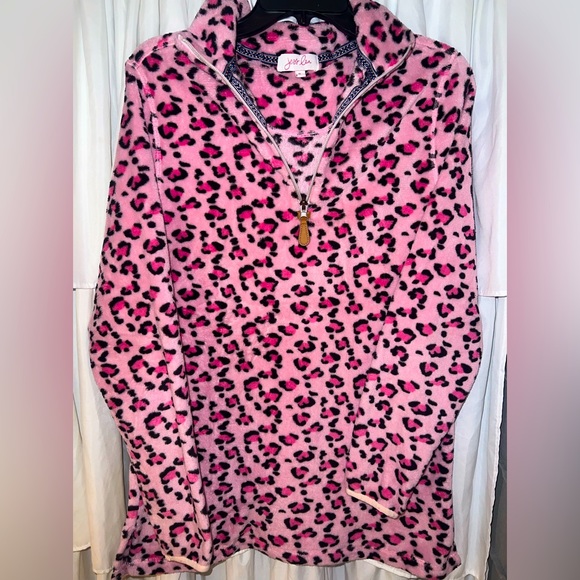 💗Jess Lea pink leopard half zip sherpa💗 - Picture 1 of 2